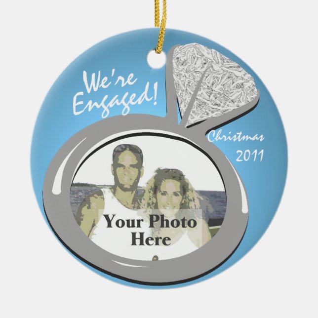 Engagement Ring Photo Ceramic Tree Decoration (Front)