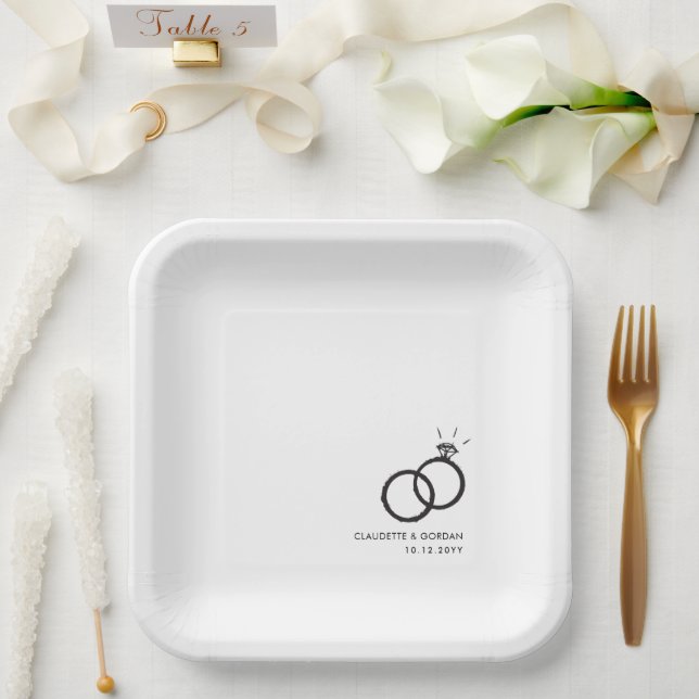 Engagement Rings | Engagement Party Script Paper Plate (Wedding)