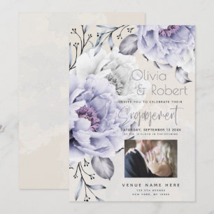 ENGAGEMENT   Rustic Lilac and Alabaster Peony Flor Invitation
