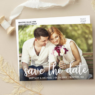 Engagement Save The Date Modern Photo Postcard