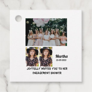 Engagement shower Custom 3 Photo Collage   Favour Tags