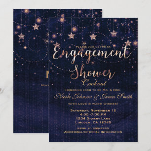 Engagement Shower Starry Night Purple & Gold Invitation