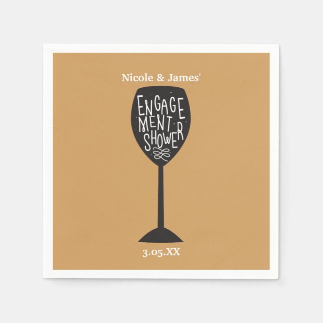 ENGAGEMENT SHOWER Wine Glass ANY COLOR Napkins (Front)