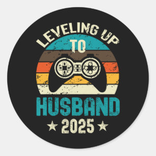 Engagement Tee For Gamer Groom Levelling Up To Hus Classic Round Sticker