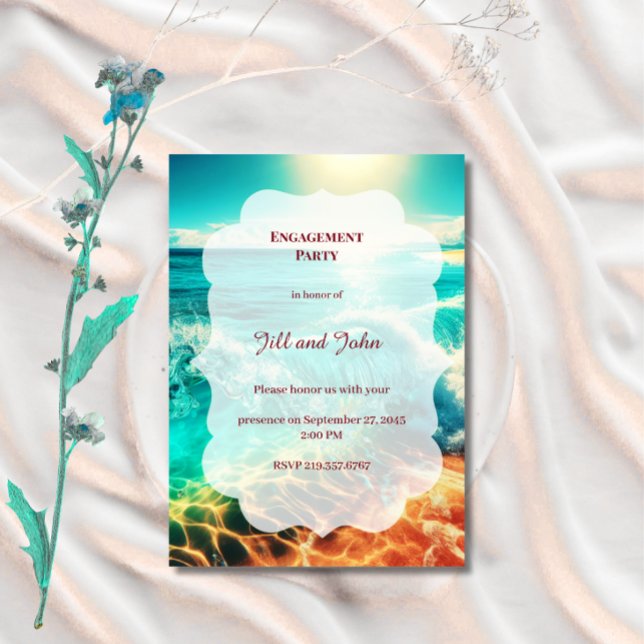 Engagement Tropical Beach Party Wedding Invitation (Creator Uploaded)