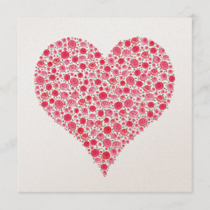 Engagement Two Rose Hearts Metallic Pink Invite