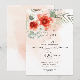 ENGAGEMENT   Watercolor Blossoms and Foliage Invitation