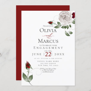 ENGAGEMENT Watercolor Dusty Mauve and Cabernet Invitation