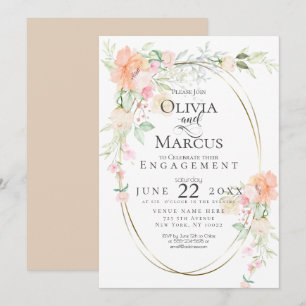 ENGAGEMENT   Watercolor Pastel Spring Flowers Invitation