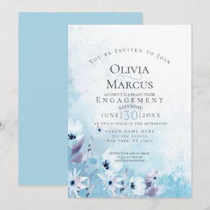 ENGAGEMENT   Watercolor Sky Blue Anemone Garden Invitation