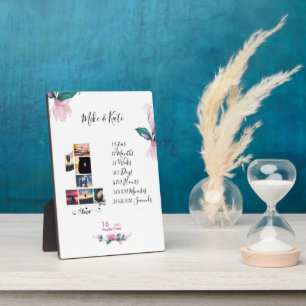 Engagement Wedding Anniversary collage Newlywed  Plaque