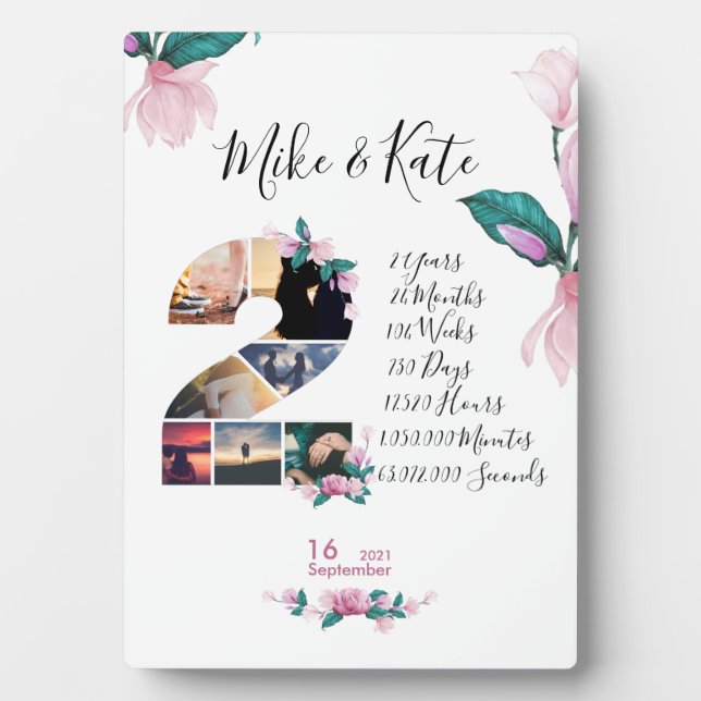 Engagement Wedding Anniversary collage Newlywed Plaque (Front)