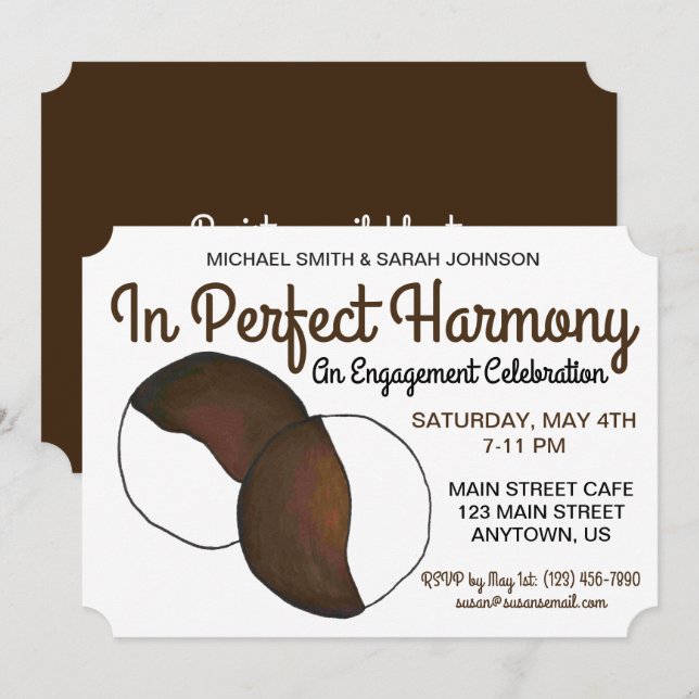 Engagement Wedding Party NYC Black White Cookie Invitation (Front/Back)
