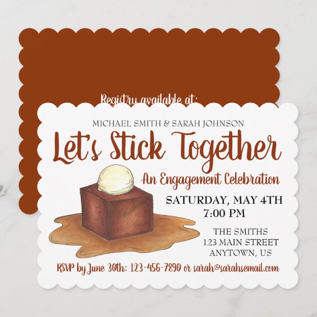 Engagement Wedding Party Sticky Toffee Pudding Invitation (Front/Back)