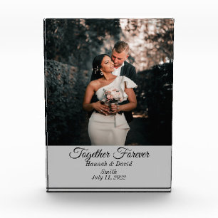 Engagement Wedding Photo and Name Block Grey