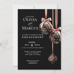 ENGAGEMENT   Winter Pink and Onyx Baubles  Invitation