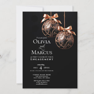 ENGAGEMENT   Winter Rose Gold Onyx Baubles  Invitation