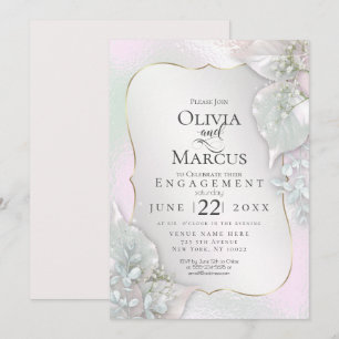 ENGAGEMENT   Wispy Pink Shimmery Leaves Invitation
