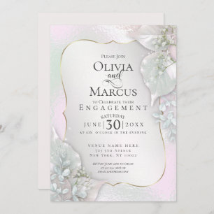 ENGAGEMENT   Wispy Pink Shimmery Leaves Invitation