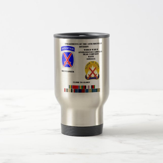 Engagements of  the 10th Mountain division Travel Mug (Center)
