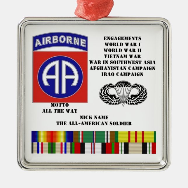 Engagements of  the 82nd  airborne division metal tree decoration (Front)