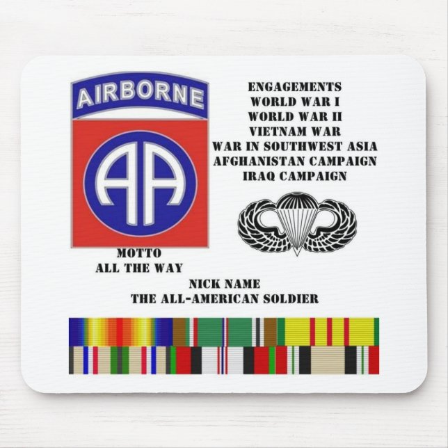 Engagements of  the 82nd  airborne division mouse mat (Front)