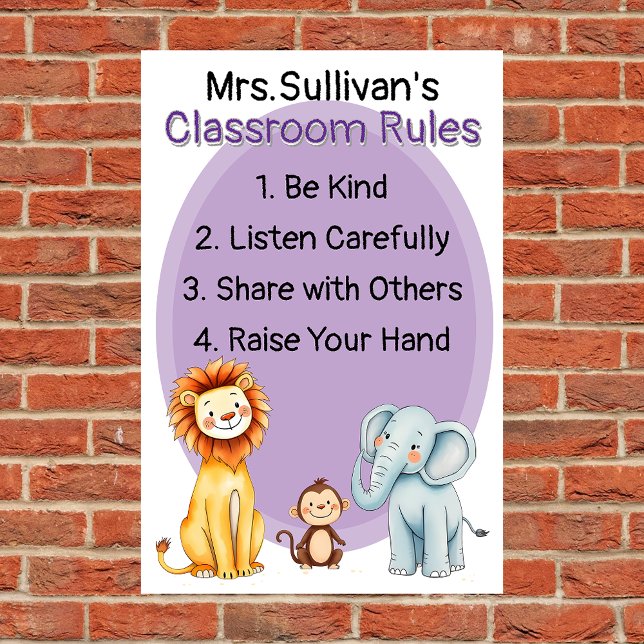 Engaging Classroom Rules with Friendly Animals Poster (Creator Uploaded)