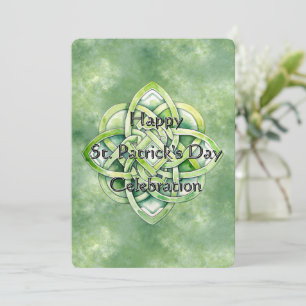 Engaging Green Watercolor Celtic Knot Invitation