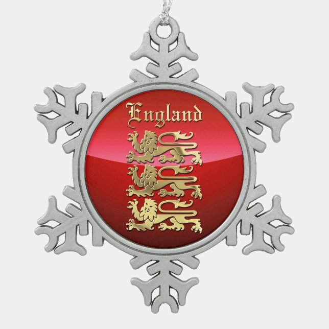 Engand's Great Seal of King Richard I Snowflake Pewter Christmas Ornament (Front)
