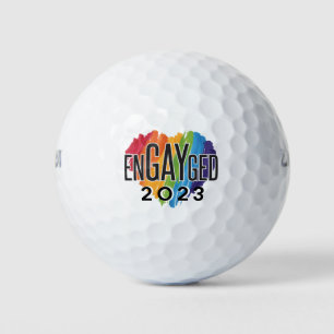 Engayged 2023 Gay Engagement Rainbow LGBTQ Pride Golf Balls