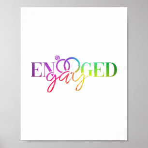 Engayged LGBT Pride Engaged Gay Lesbian Wedding Poster