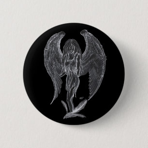 Engel Bleistiftzeichnung Black and white Design 6 Cm Round Badge