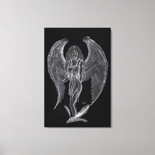 Engel Bleistiftzeichnung Black and white Design Canvas Print