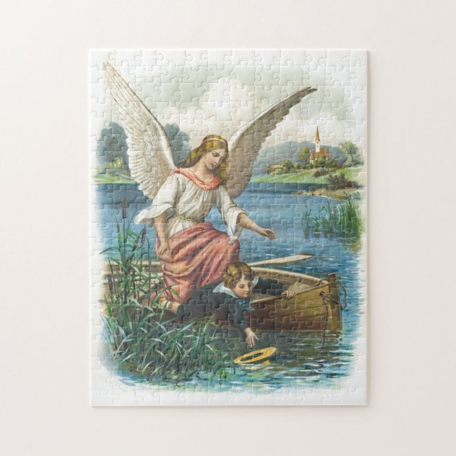 Engel guardian angel and boy on board jigsaw puzzle (Vertical)
