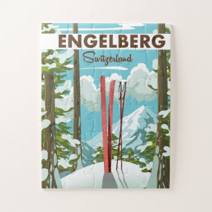 Engelberg Switzerland ski poster  Jigsaw Puzzle