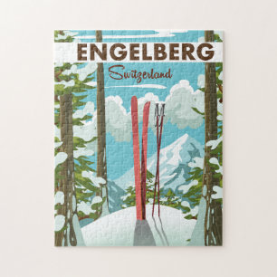 Engelberg Switzerland ski poster  Jigsaw Puzzle