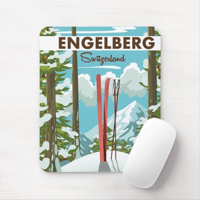 Engelberg Switzerland ski poster  Mouse Mat (With Mouse)