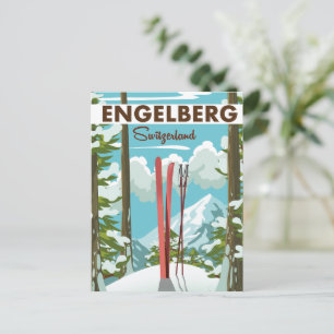 Engelberg Switzerland ski poster  Postcard