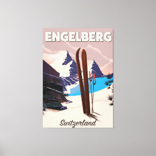 Engelberg Switzerland Ski travel poster Canvas Print