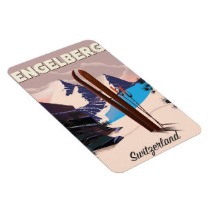 Engelberg Switzerland Ski travel poster Magnet