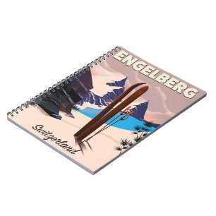 Engelberg Switzerland Ski travel poster Notebook