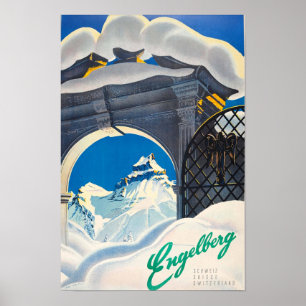 Engelberg Switzerland Vintage Travel Poster