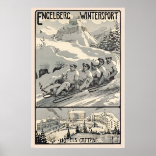 Engelberg Wintersport Hotel Cattani Switzerland Poster