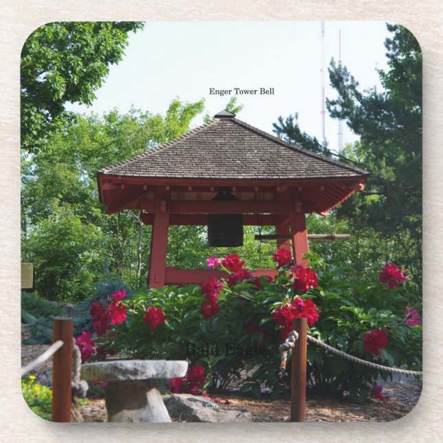 Enger Tower Japanese Peace Bell 6 plastic coasters (Front)