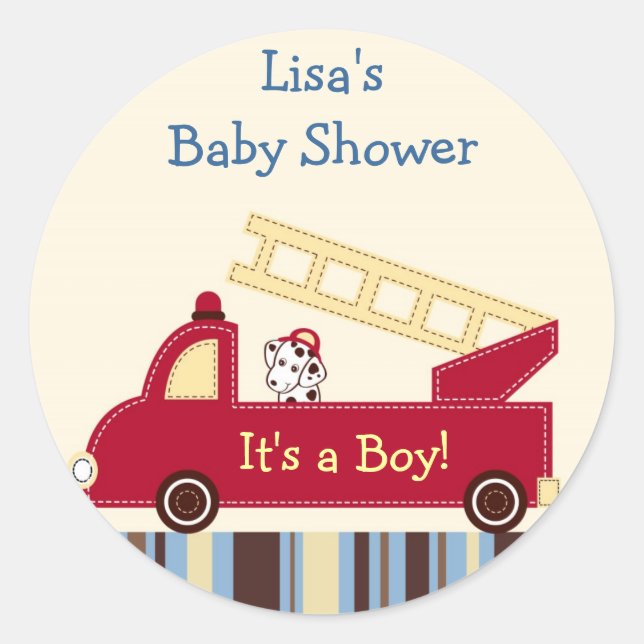 Engine 27 Fire Truck Puppy Envelope Seals Stickers (Front)