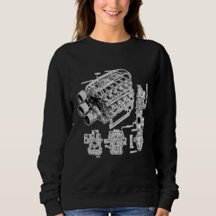 Engine Blueprint Car Mechanic Tool Professional Sweatshirt