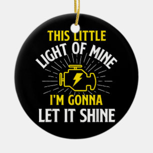 Engine Control Light - Car Guy Auto Mechanic Ceramic Tree Decoration