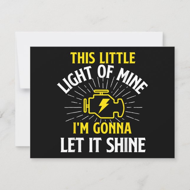 Engine Control Light - Car Guy Auto Mechanic Thank You Card (Front)