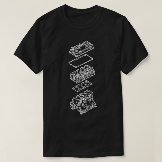 Engine Drawing Blueprint  T-Shirt (Design Front)