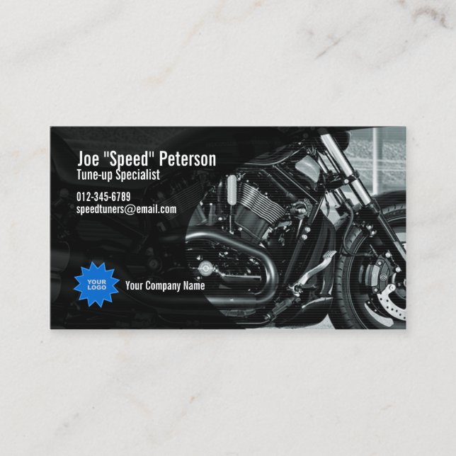 Engine Grey Motorbike Service Business Card (Front)